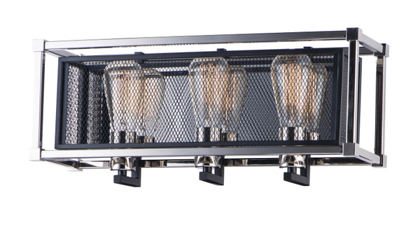 Maxim - 12153BKPN - Three Light Bath Vanity - Refine - Black / Polished Nickel