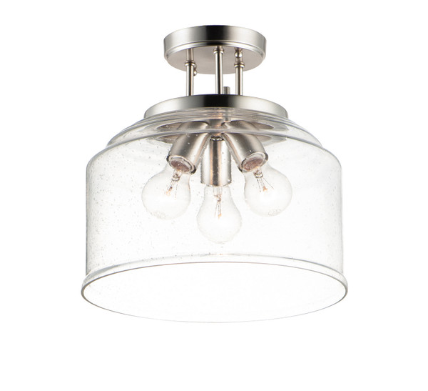 Maxim - 12271CDSN - Three Light Semi-Flush Mount - Acadia - Satin Nickel