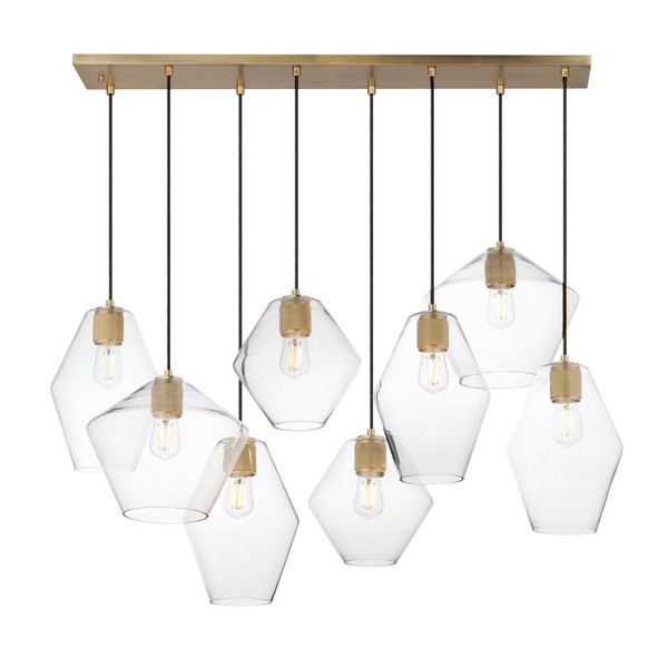 Maxim - 21339CLNAB - Eight Light Pendant - Geode - Natural Aged Brass