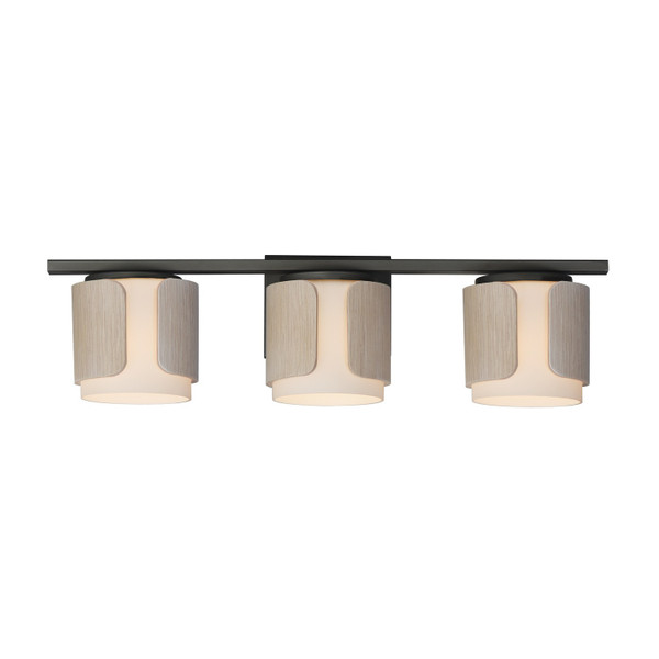 Maxim - 21713SWNWDCHL - Three Light Bath Vanity - Draughtsman - Natural Wood/Charcoal