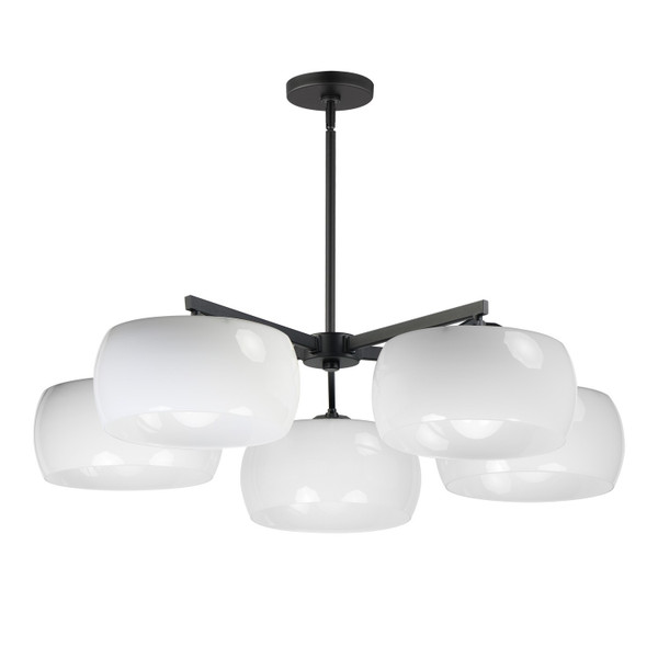 Maxim - 26145WTBK - Five Light Chandelier - Glazed - White / Black