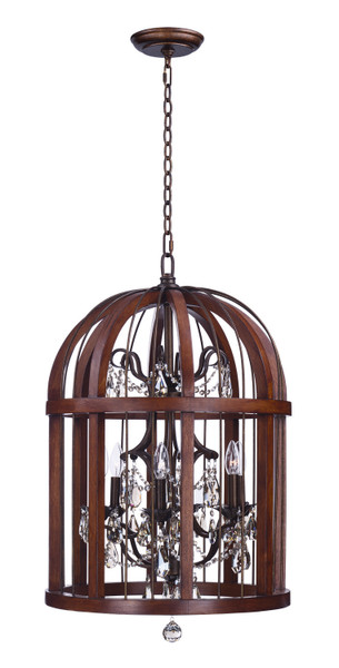 Maxim - 32514APBY - Six Light Pendant - Miranda - Antique Pecan / Bay