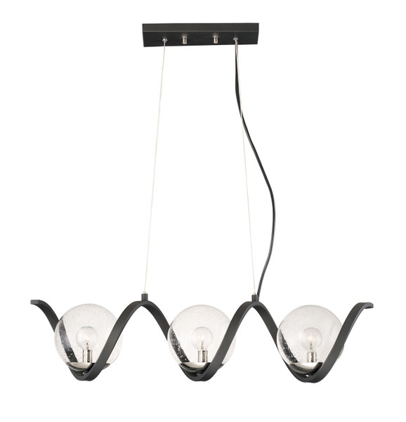 Maxim - 35103CDBKPN - Three Light Pendant - Curlicue - Black / Polished Nickel