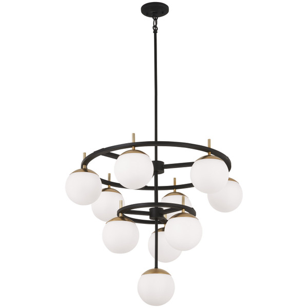 George Kovacs - P1358-618 - Ten Light Chandelier - Alluria - Weathered Black With Autumn Gold