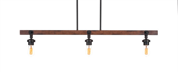 Toltec Lighting - 1143-AT18 - Three Light Billiard/Island - Portland - Painted Wood-Look & Dark Granite