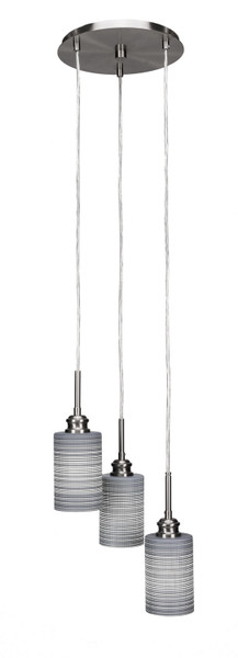Toltec Lighting - 1173-BN-4062 - Three Light Cluster Pendalier - Edge - Brushed Nickel