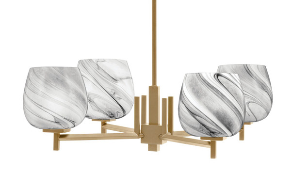 Toltec Lighting - 1204-NAB-4819 - Four Light Chandelier - Franklin - New Age Brass