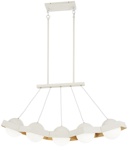 George Kovacs - P1396-044G-L - LED Island Pendant - Five-O - Textured White Exterior with Gold Leaf Interior