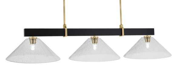 Toltec Lighting - 1253-MBNAB-2162 - Three Light Bar - Wellington - Matte Black & New Age Brass