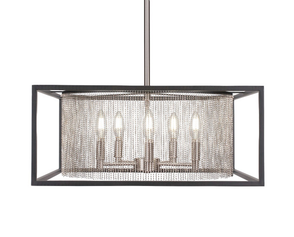Toltec Lighting - 1325-MBBN - Five Light Chandelier - Cadina - Matte Black & Brushed Nickel