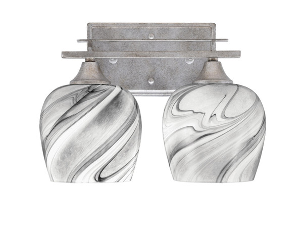 Toltec Lighting - 132-AS-4819 - Two Light Bath Bar - Uptowne - Aged Silver