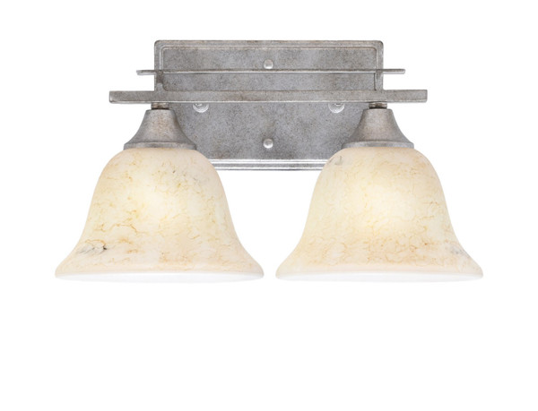 Toltec Lighting - 132-AS-508 - Two Light Bath Bar - Uptowne - Aged Silver