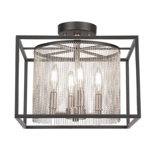 Toltec Lighting - 1347-MBBN - Four Light Semi-Flush Mount - Cadina - Matte Black & Brushed Nickel