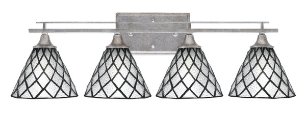 Toltec Lighting - 134-AS-9185 - Four Light Bath Bar - Uptowne - Aged Silver