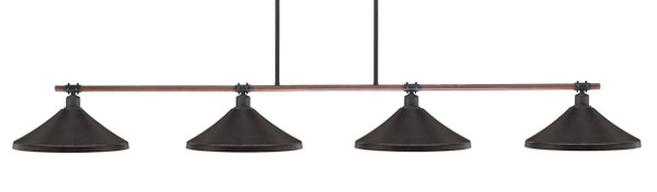 Toltec Lighting - 1744-422-DG - Four Light Bar - Blacksmith - Painted Wood-look Metal & Dark Granite