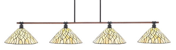 Toltec Lighting - 1744-911 - Four Light Bar - Blacksmith - Painted Wood-look Metal & Dark Granite