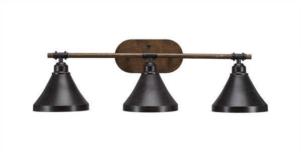 Toltec Lighting - 1753-410-DG - Three Light Bath Bar - Blacksmith - Painted Wood-look Metal & Dark Granite