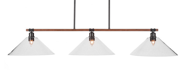 Toltec Lighting - 1763-308 - Three Light Island Pendant - Blacksmith - Painted Wood-look Metal & Dark Granite