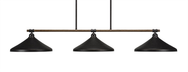 Toltec Lighting - 1763-422-DG - Three Light Island Pendant - Blacksmith - Painted Wood-look Metal & Dark Granite