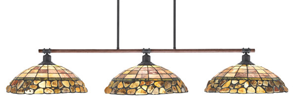 Toltec Lighting - 1763-973 - Three Light Bar - Blacksmith - Painted Wood-look Metal & Dark Granite