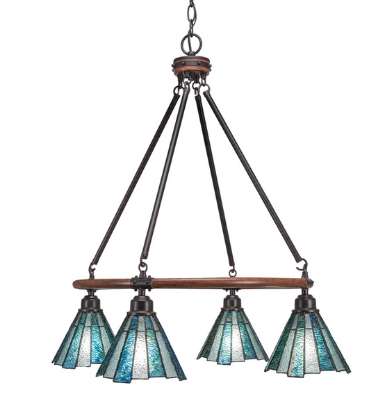 Toltec Lighting - 1764-9325 - Four Light Chandelier - Blacksmith - Painted Wood-look Metal & Dark Granite