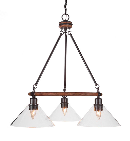 Toltec Lighting - 1766-304 - Three Light Chandelier - Blacksmith - Painted Wood-Look Metal & Dark Granite