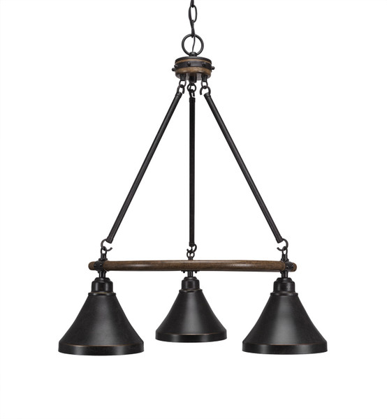 Toltec Lighting - 1766-410-DG - Three Light Chandelier - Blacksmith - Painted Wood-Look Metal & Dark Granite