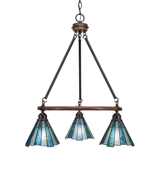Toltec Lighting - 1766-9325 - Three Light Chandelier - Blacksmith - Painted Wood-Look Metal & Dark Granite