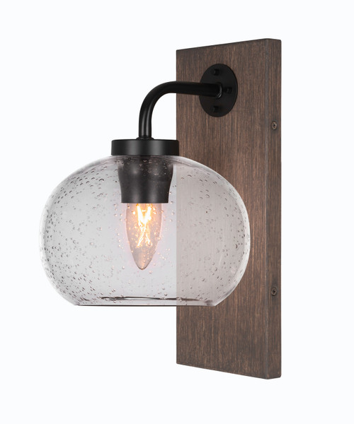 Toltec Lighting - 1771-MBDW-202 - One Light Wall Sconce - Oxbridge - Matte Black & Painted Distressed Wood-look Metal