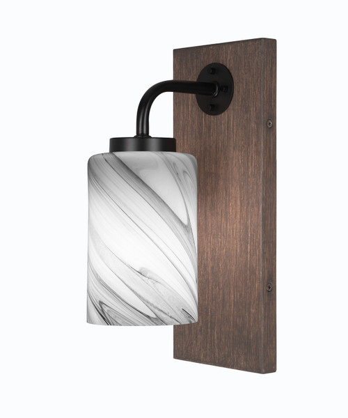 Toltec Lighting - 1771-MBDW-3009 - One Light Wall Sconce - Oxbridge - Matte Black & Painted Distressed Wood-look Metal