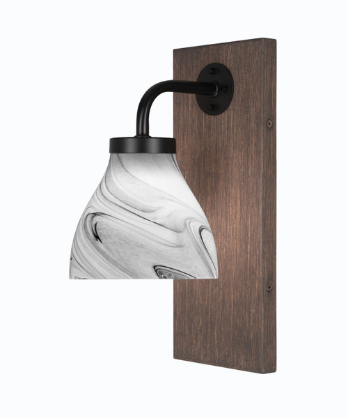 Toltec Lighting - 1771-MBDW-4769 - One Light Wall Sconce - Oxbridge - Matte Black & Painted Distressed Wood-look Metal