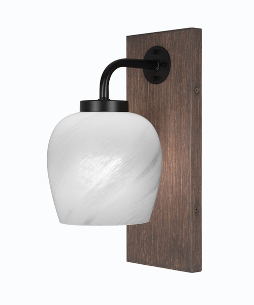 Toltec Lighting - 1771-MBDW-4811 - One Light Wall Sconce - Oxbridge - Matte Black & Painted Distressed Wood-look Metal