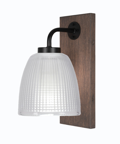 Toltec Lighting - 1771-MBDW-500 - One Light Wall Sconce - Oxbridge - Matte Black & Painted Distressed Wood-look Metal