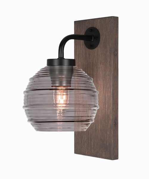 Toltec Lighting - 1771-MBDW-5112 - One Light Wall Sconce - Oxbridge - Matte Black & Painted Distressed Wood-look Metal