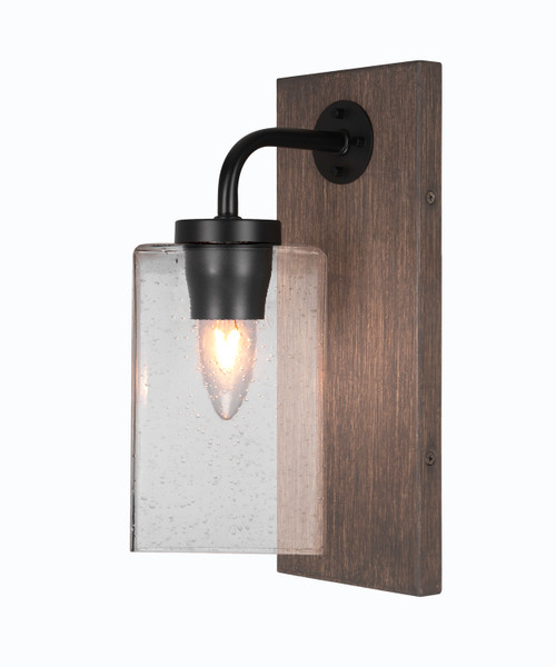 Toltec Lighting - 1771-MBDW-530 - One Light Wall Sconce - Oxbridge - Matte Black & Painted Distressed Wood-look Metal