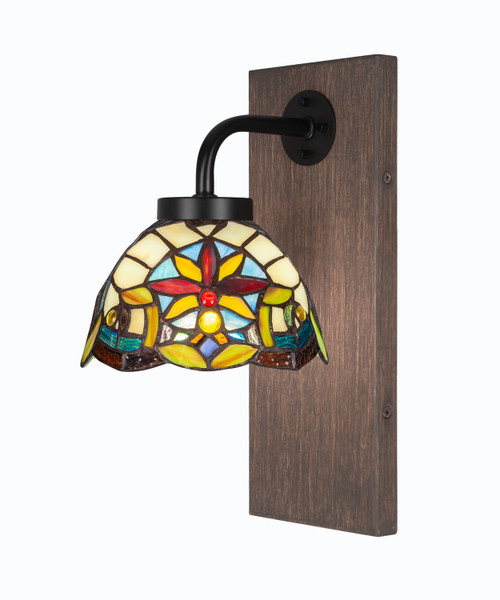 Toltec Lighting - 1771-MBDW-9365 - One Light Wall Sconce - Oxbridge - Matte Black & Painted Distressed Wood-look Metal