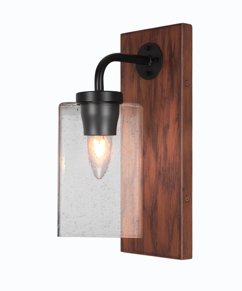 Toltec Lighting - 1771-MBWG-530 - One Light Wall Sconce - Oxbridge - Matte Black & Painted Wood-look Metal