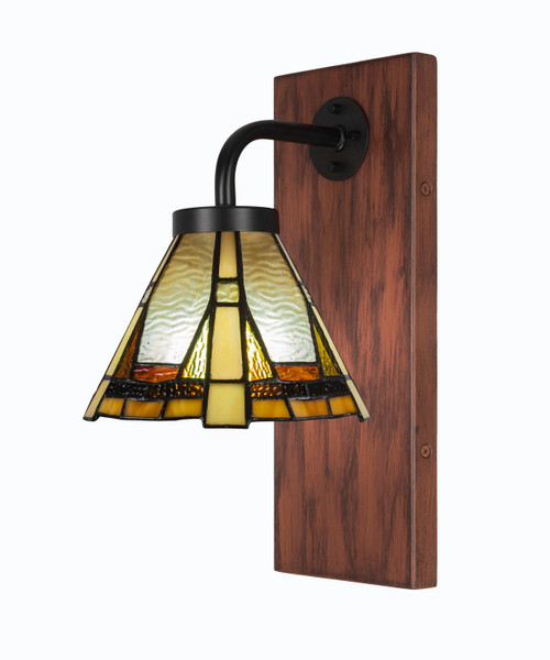Toltec Lighting - 1771-MBWG-9345 - One Light Wall Sconce - Oxbridge - Matte Black & Painted Wood-look Metal