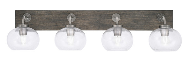 Toltec Lighting - 1774-GPDW-202 - Four Light Bath Bar - Oxbridge - Graphite & Painted Distressed Wood-look Metal