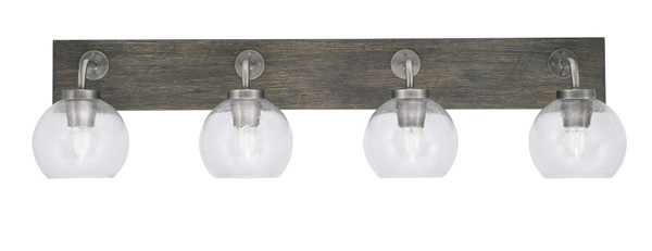Toltec Lighting - 1774-GPDW-4100 - Four Light Bath Bar - Oxbridge - Graphite & Painted Distressed Wood-look Metal