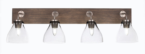 Toltec Lighting - 1774-GPDW-4760 - Four Light Bath Bar - Oxbridge - Graphite & Painted Distressed Wood-look Metal