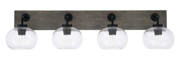 Toltec Lighting - 1774-MBDW-202 - Four Light Bath Bar - Oxbridge - Matte Black & Painted Distressed Wood-look Metal