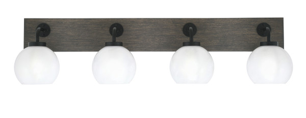 Toltec Lighting - 1774-MBDW-4101 - Four Light Bath Bar - Oxbridge - Matte Black & Painted Distressed Wood-look Metal