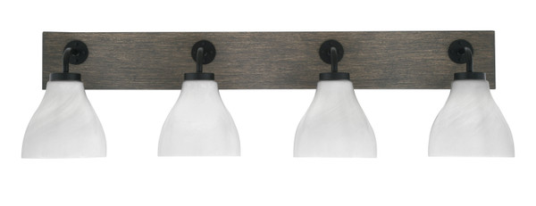 Toltec Lighting - 1774-MBDW-4761 - Four Light Bath Bar - Oxbridge - Matte Black & Painted Distressed Wood-look Metal