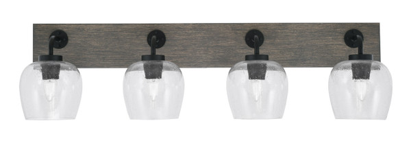 Toltec Lighting - 1774-MBDW-4810 - Four Light Bath Bar - Oxbridge - Matte Black & Painted Distressed Wood-look Metal