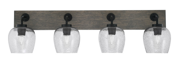 Toltec Lighting - 1774-MBDW-4812 - Four Light Bath Bar - Oxbridge - Matte Black & Painted Distressed Wood-look Metal