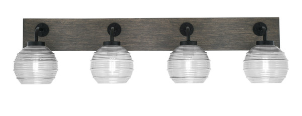 Toltec Lighting - 1774-MBDW-5110 - Four Light Bath Bar - Oxbridge - Matte Black & Painted Distressed Wood-look Metal