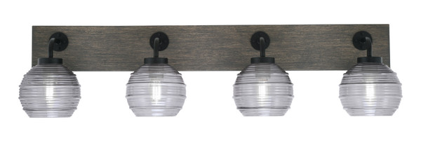 Toltec Lighting - 1774-MBDW-5112 - Four Light Bath Bar - Oxbridge - Matte Black & Painted Distressed Wood-look Metal