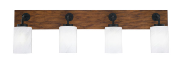 Toltec Lighting - 1774-MBWG-3001 - Four Light Bath Bar - Oxbridge - Matte Black & Painted Wood-look Metal