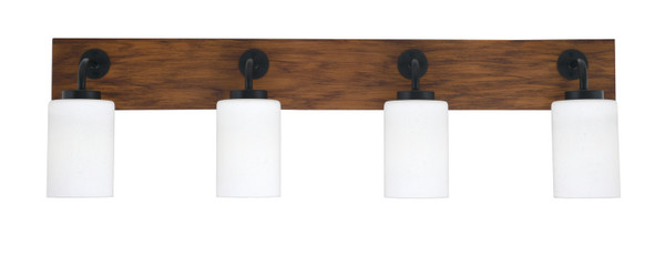Toltec Lighting - 1774-MBWG-310 - Four Light Bath Bar - Oxbridge - Matte Black & Painted Wood-look Metal